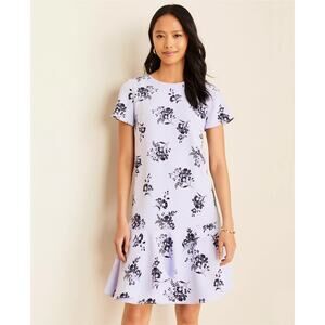 Ann Taylor Lavender Floral Ruffle Drop Waist Shift Dress